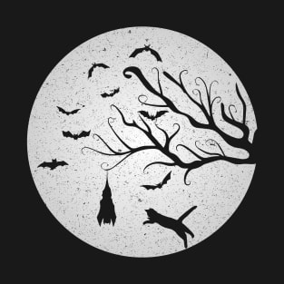 Full Moon Cat Bat Tree T-Shirt