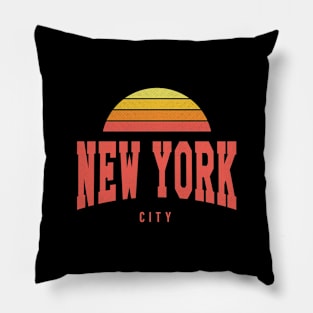 New York City Retro Sunrise/Sunset Pillow