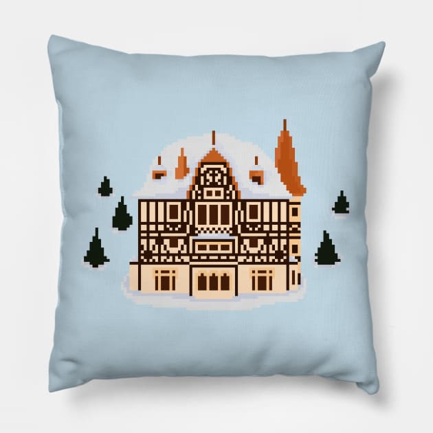 Villa Cassel Swiss Castle pixel art Pillow by toffany's