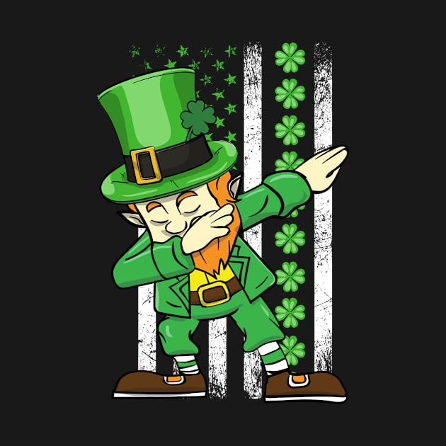 Dabbing Leprechaun Patricks Day Shamrock Irish American Flag by 2blackcherries