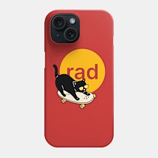 Funny Rad Black Cat on a Skateboard - Funny Gift for Skaters and 90s kids Phone Case