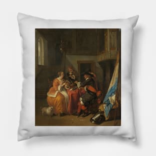 A Card Game - Gabriël Metsu Pillow