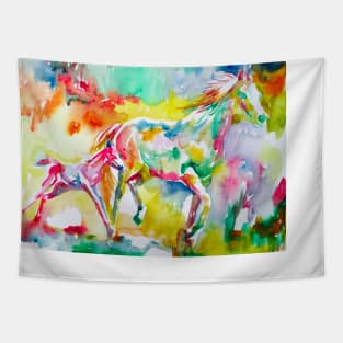 HORSE AND FOAL - watercolor painting Tapestry