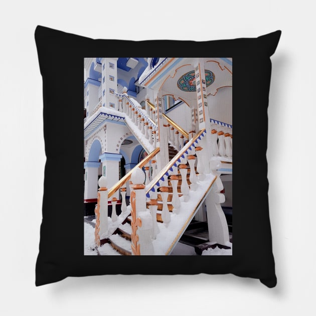 Traditional Russian Wooden Architecture in Moscow Pillow by Anastasia-03