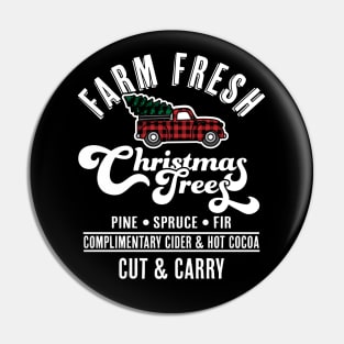 Farm Fresh Christmas Trees - Red Truck Buffalo Plaid Xmas Pin