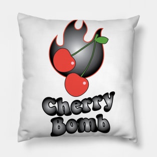 Black Cherry Bomb Flaming Design Pillow