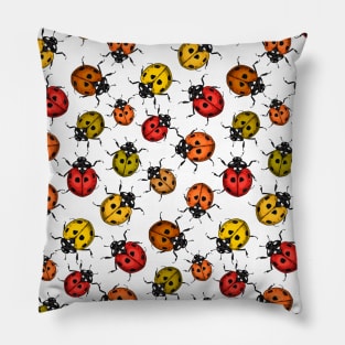 Colorful ladybugs on white Pillow