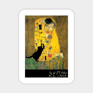 klimt&#39;s the kiss with cat added Magnet