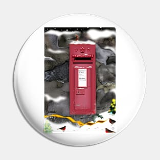 Traditional Red Post Box Christmas design Pin