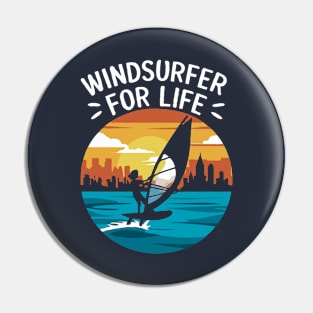Windsurfer for life. Windsurfing Pin