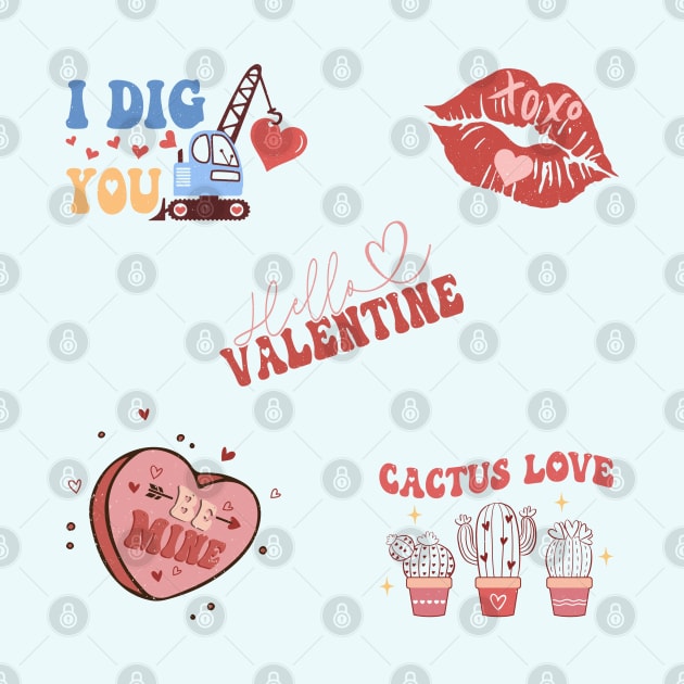 Retro Cute Valentine Stickers Pack by Yourfavshop600