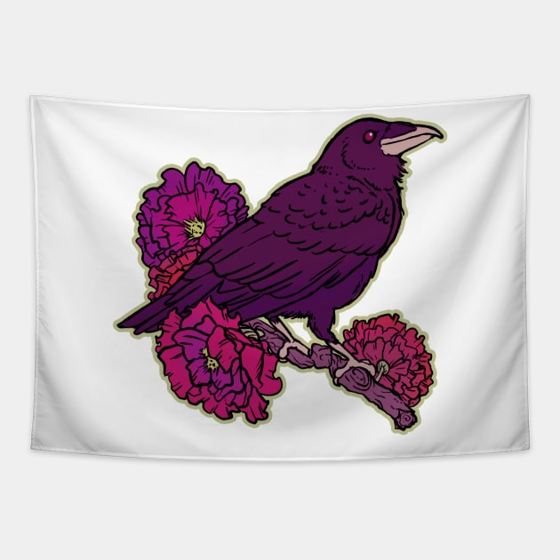 Flower Crow Tapestry by iisjah