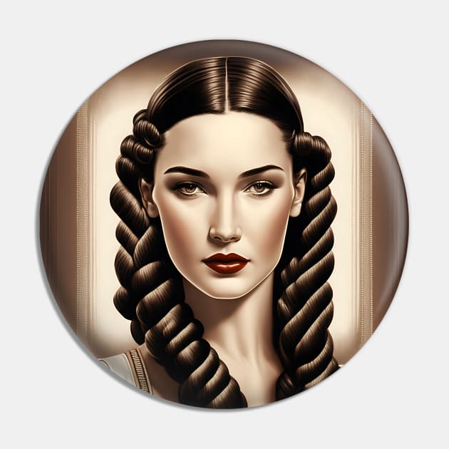[AI Art] Classic brunette, Art Deco Style Pin by Sissely