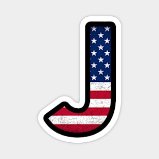 Vintage Letter J Capital Alphabet J American Flag Magnet