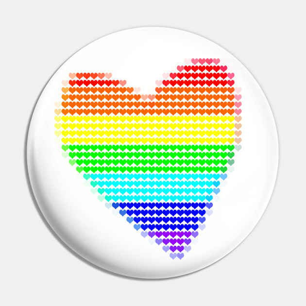 Bright Rainbow Heart Filled with Hearts Valentines Day Pin by ellenhenryart