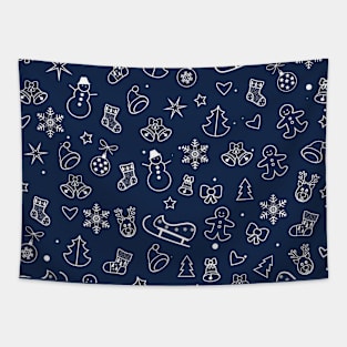 Winter Holiday Christmas and Happy New Year Symbols Tapestry