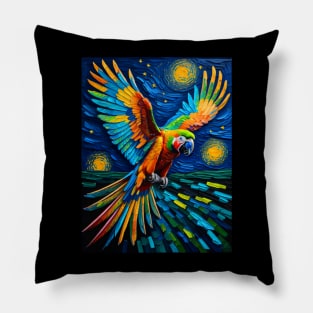 Macaw in starry night Pillow