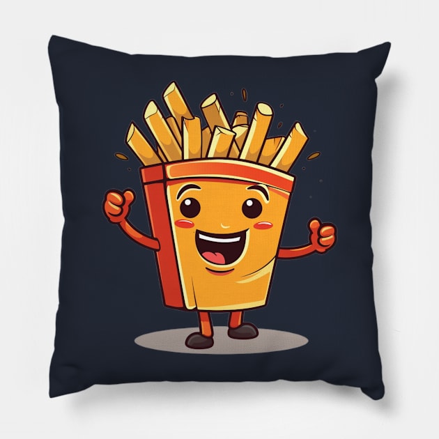 kawaii french fries T-Shirt cute potatofood funny Pillow by nonagobich