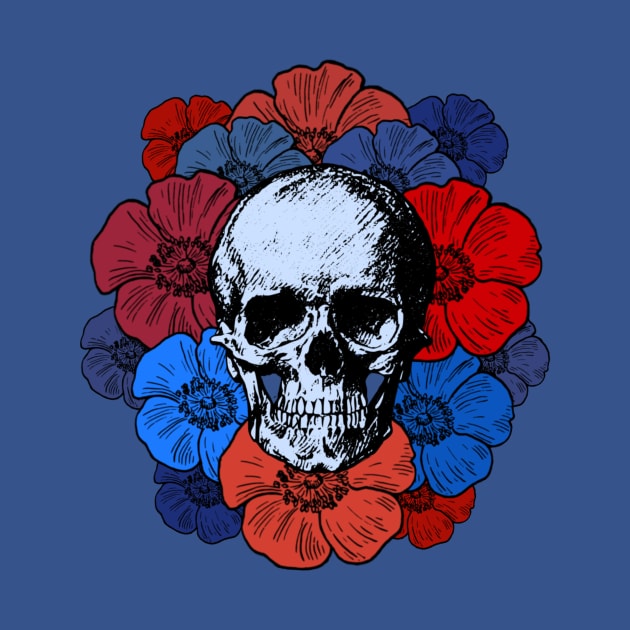 Skull and Flowers by LefTEE Designs