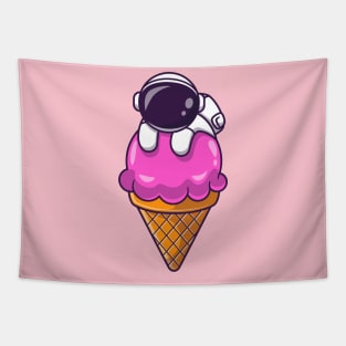 Astronaut On Ice Cream Cone Cartoon Tapestry