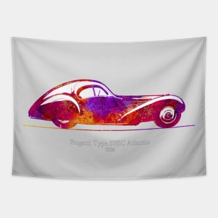 Bugatti Type 57 SC Atlantic 1936 - Colorful 02 Tapestry