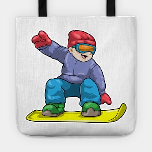 Snowboarder with Snowboard & Ski goggles Tote