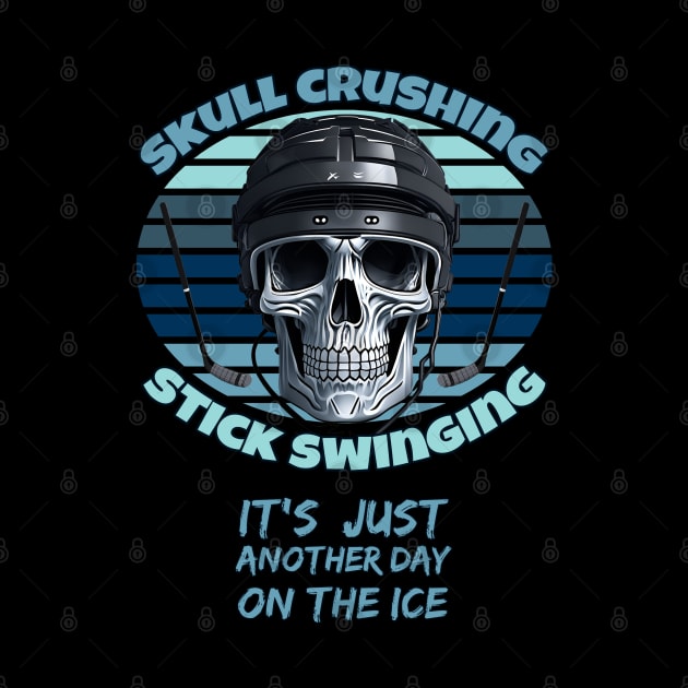 Ice Hockey Skull Crushing - stick swinging by Rusty Lynx Design