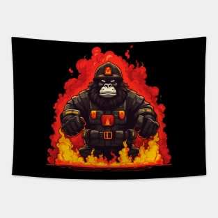 colorful firefighter gorilla Tapestry