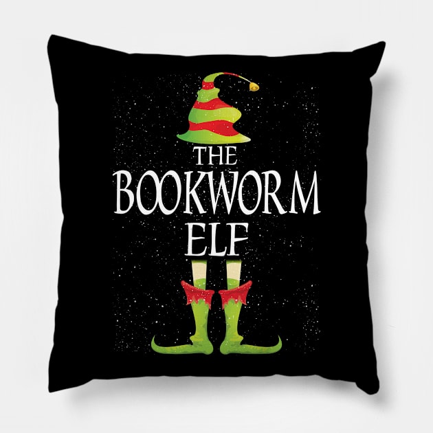 Bookworm Elf Family Matching Christmas Group Funny Gift Pillow by Davishasari