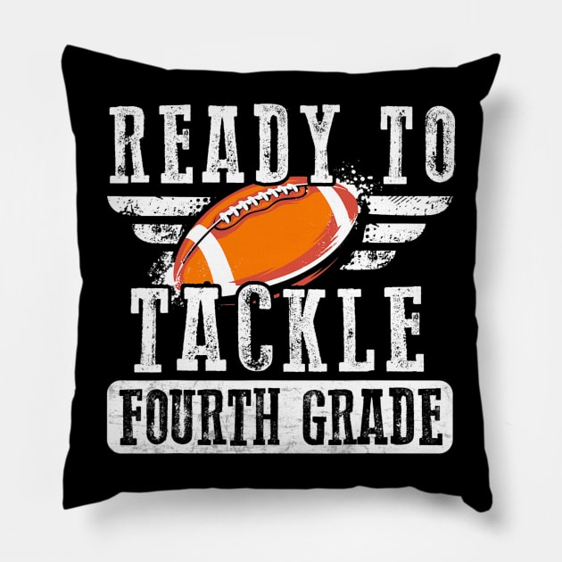 Ready To Tackle Fourth Grade Football Ball Back To School Pillow by torifd1rosie