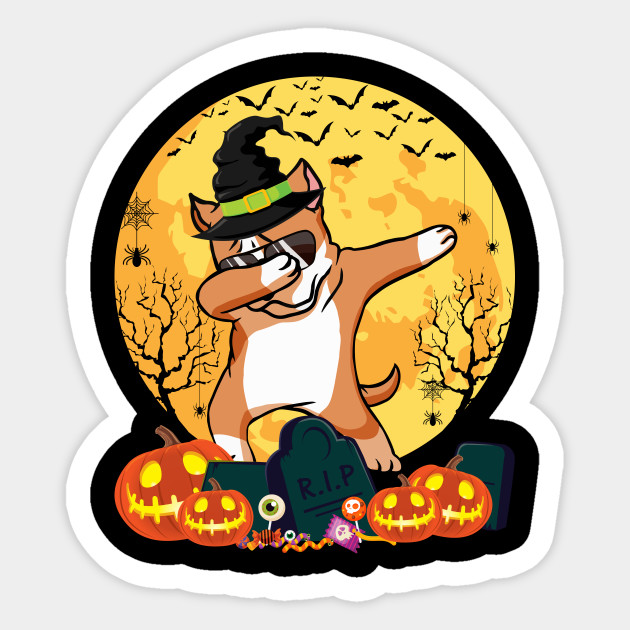 Halloween Costume Pitbull Dog Dabbing Gift Ideas For Family Cute Dog Halloween Costume Gifts Ideas Sticker Teepublic