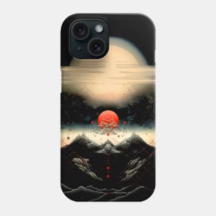 Japanese Geometry 7: Red Moon Landscape Phone Case