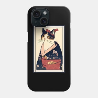 Cat japanese with kimono vintage Phone Case