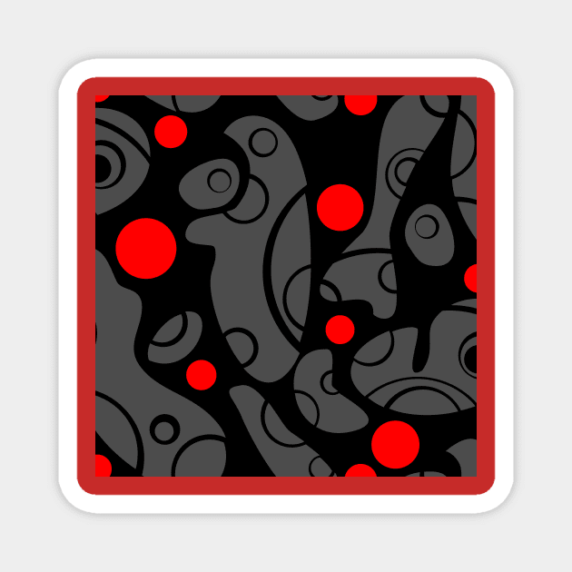 Whale Sonics Grey and Red on Black Magnet by ArtticArlo