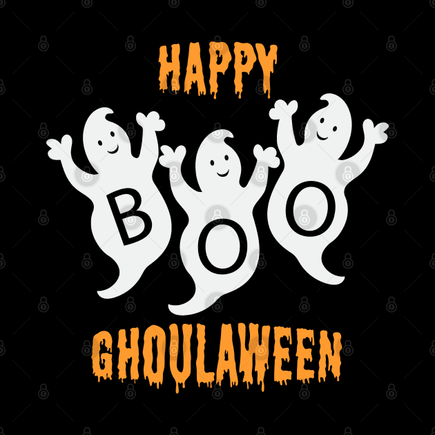 Happy Ghoulaween Cool Ghost Trio by Rosemarie Guieb Designs