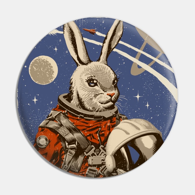 Cosmonaut Space Rabbit Pin by sketchboy01