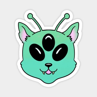 Alien Cat Green Cute Kawaii Animal Magnet