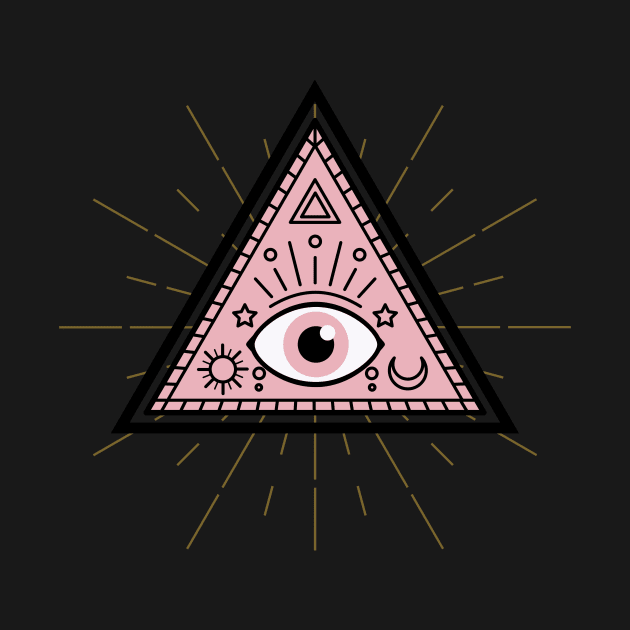 All Seeing eye Pink Black and Gold by Just In Tee Shirts