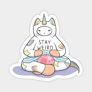 Weird Unicorn Cat cares Magnet