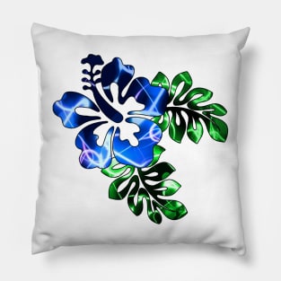 Electric Hibiscus - Blue Pillow