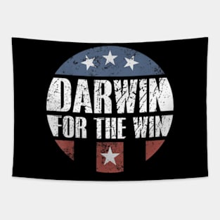 Darwin for the Win Sarcastic Darwin Awards US flag retro Tapestry