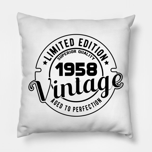 1958 VINTAGE - 63Th BIRTHDAY GIFT Pillow by KC Happy Shop