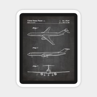 Boeing 777 Airliner Patent - 777 Airplane Art - Black Chalkboard Magnet