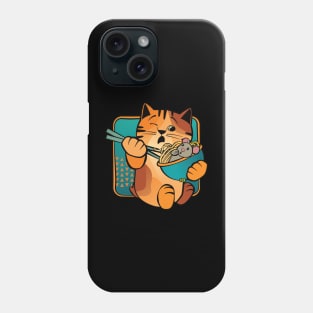 Cat Eating Noodles with Mouse Phone Case