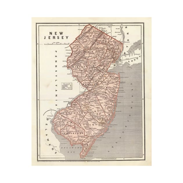 Vintage Map of New Jersey (1845) by Bravuramedia