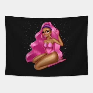 Pink Galaxy Woman Tapestry