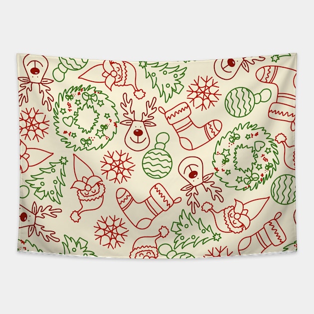 Christmas icons seamless pattern Tapestry by Arch4Design