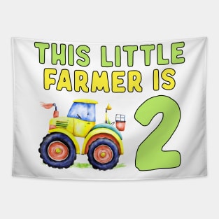 Kids 2nd Birthday This Little Farmer Is 2 Year Old Tractor Tapestry