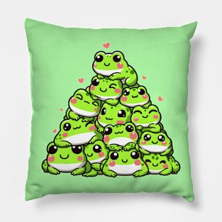 Kawaii Frogs pile Pillow