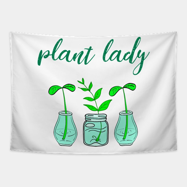 Plant lady. Think green. Be eco. Environmental protection. Protect, don't destroy. Little precious plants in glass jars. Ecology. Nature lover. Tapestry by IvyArtistic